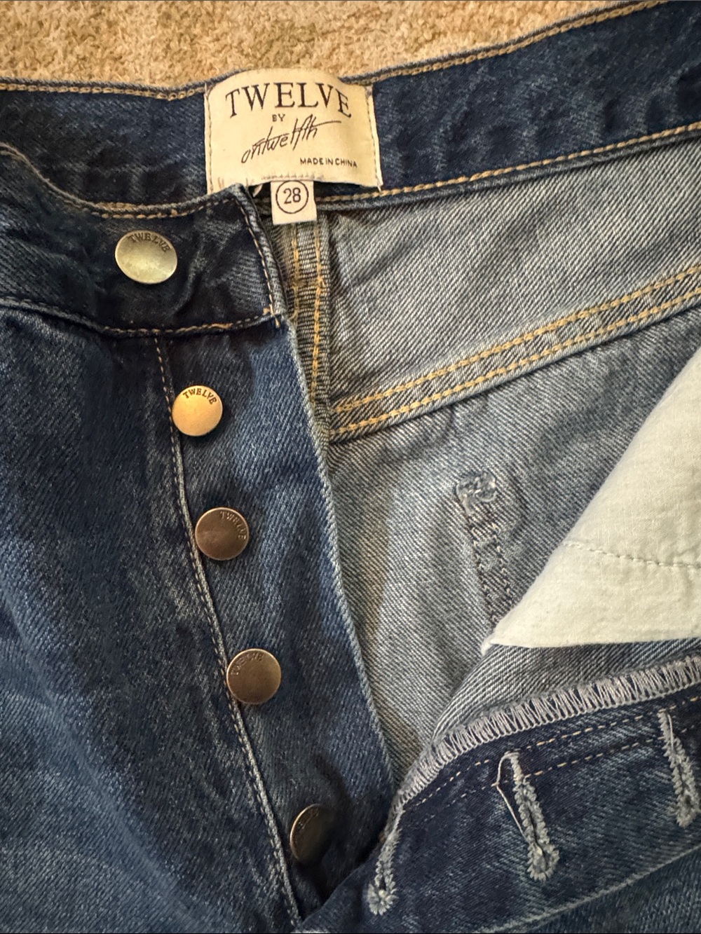 Twelve by OnTwelfth Classic Dark Blue Button-Fly Jeans 28 - Picture 3 of 4